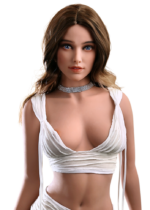 Poupée sexuelle réaliste Firedoll Lisa-Marie 166 cm en TPE avec cheveux brun foncé, yeux bleu clair et courbes féminines, sex doll au toucher doux et allure séduisante.