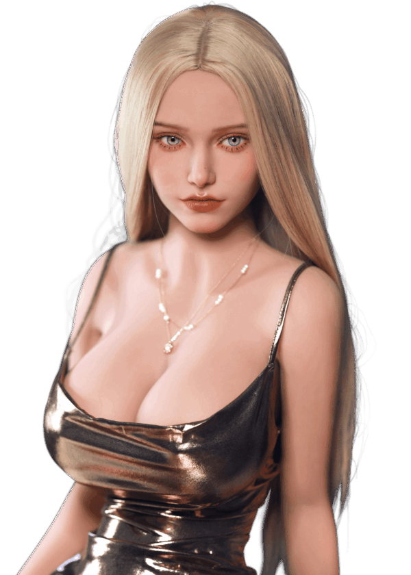 DutchDoll Mia | 159 cm En stock Poupée sexuelle réaliste DutchDoll Mia 159 cm en TPE avec cheveux blond clair, yeux bleu vif, seins gel E-cup et silhouette sablier voluptueuse.