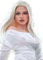Poupée sexuelle réaliste DutchDoll Sara 158 cm en TPE avec cheveux blond clair, yeux verts, peau douce et squelette EVO+ souple pour des mouvements naturels.