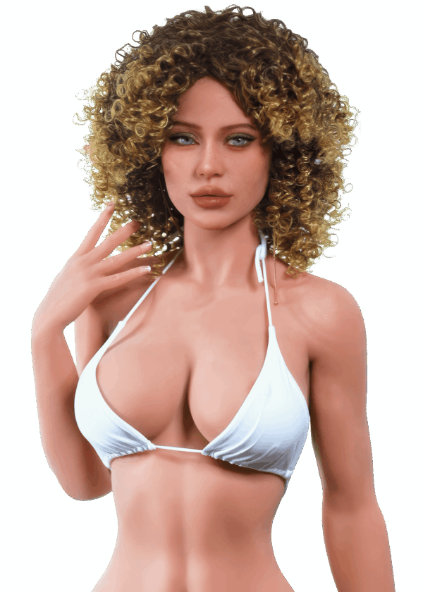 Poupée sexuelle réaliste Firedoll Camila 156 cm en TPE avec cheveux blonds foncés, yeux bleu clair et poitrine D naturelle, sex doll au look séduisant et peau douce.