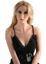 Poupée sexuelle réaliste DutchDoll Ava en TPE avec longs cheveux blonds, yeux bleu clair et silhouette féminine élancée, sex doll au toucher doux.