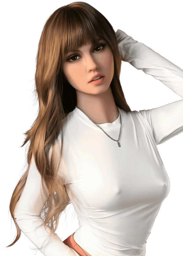 Poupée sexuelle réaliste Mila 158 cm en TPE avec cheveux brun-blond, silhouette mince et look sportif de brunette, sex doll au toucher doux et allure naturelle.