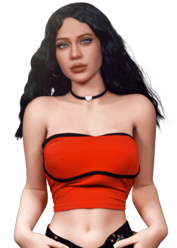 Poupée sexuelle réaliste Firedoll Sasha 166 cm en TPE avec cheveux foncés, silhouette élancée, longues jambes et seins en gel, sex doll aux traits raffinés et regard séduisant.