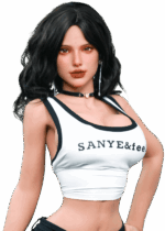 Poupée sexuelle réaliste Firedoll Misty 162 cm en TPE aux cheveux bruns ondulés, hanches généreuses et seins en gel, sex doll aux courbes féminines et look séduisant.